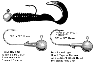 Round Head Jig - Tapered Barb